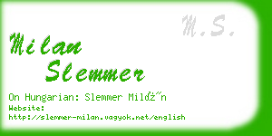 milan slemmer business card